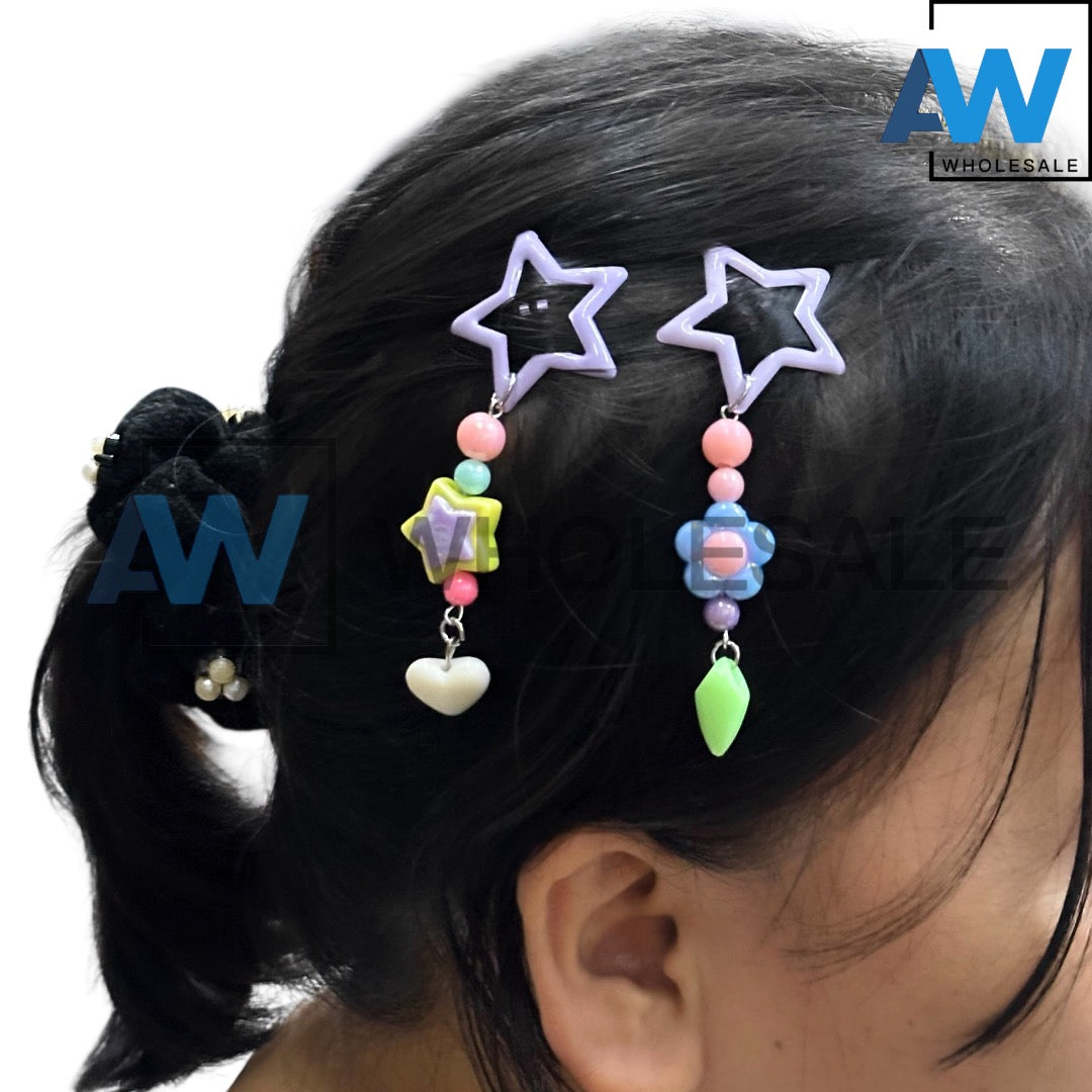 HPN-2421 (12 cards) 2 in 1 Charm Star Hair Clip