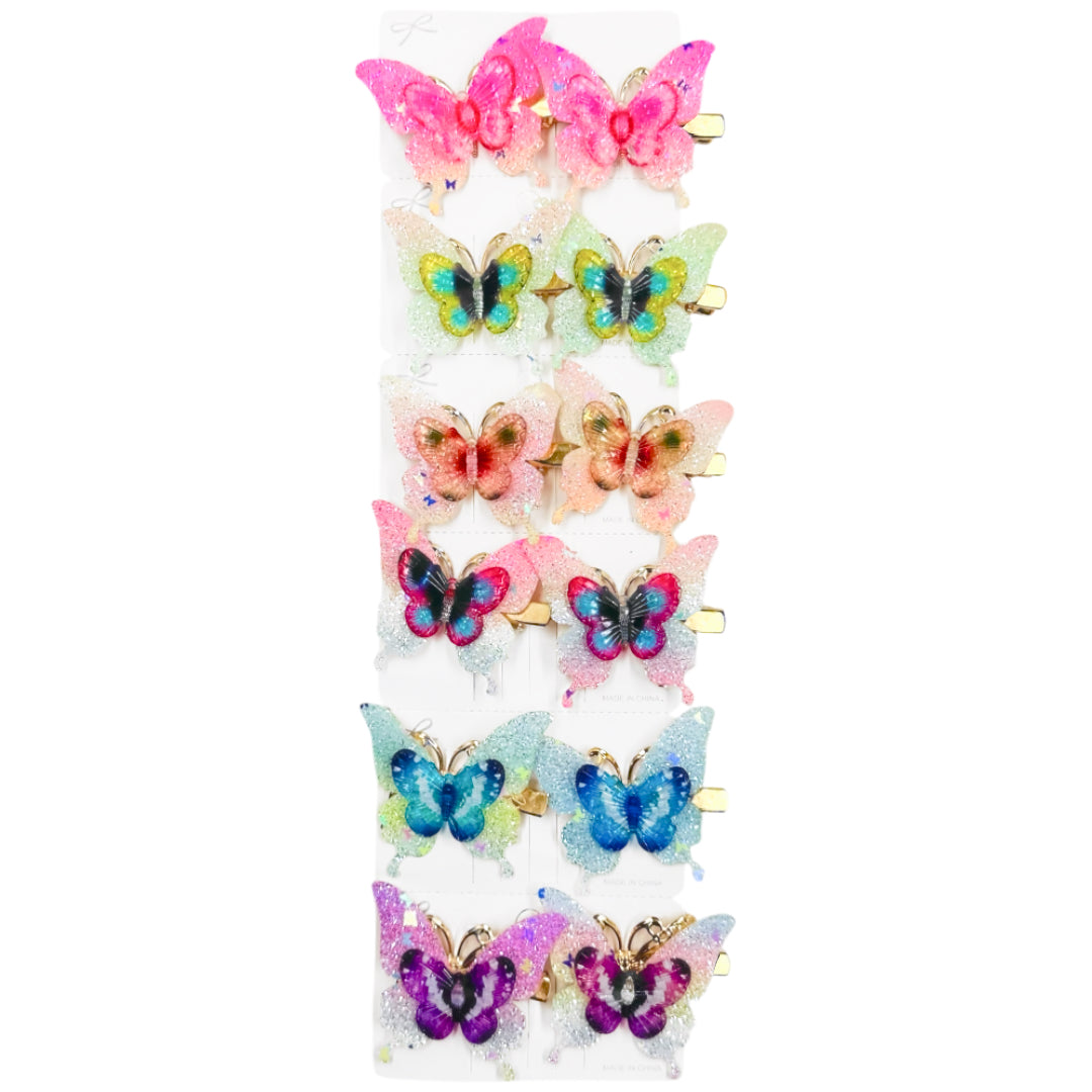 HPN-2425 (12 pcs) Butterfly Glitter Hair Clip