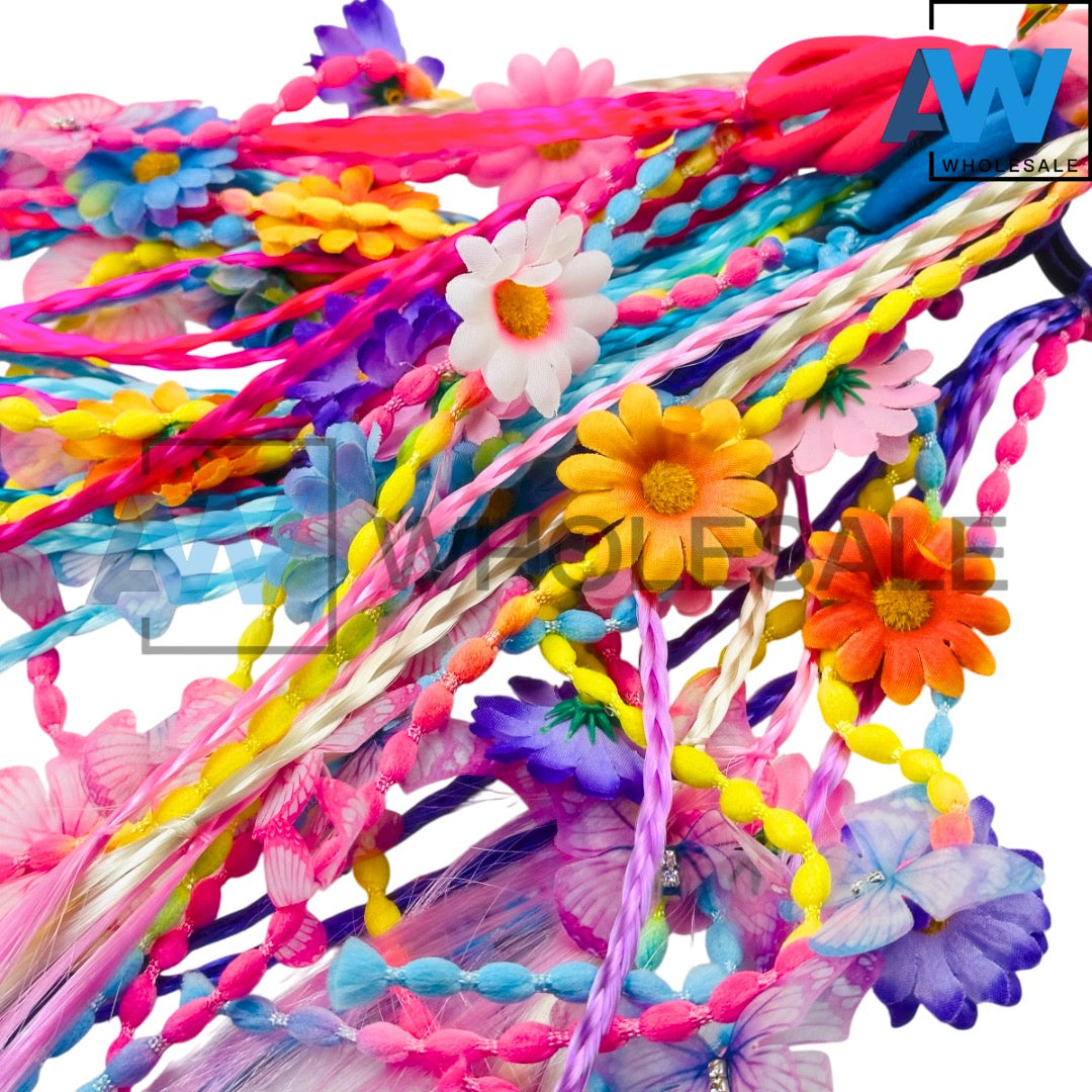 HPN-2426 (12 pcs) Flower & Butterfly Braided Extension