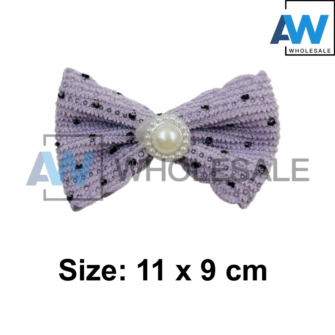HPN-2427 (10 pcs) Pearl Ribbon Hair Clip Set