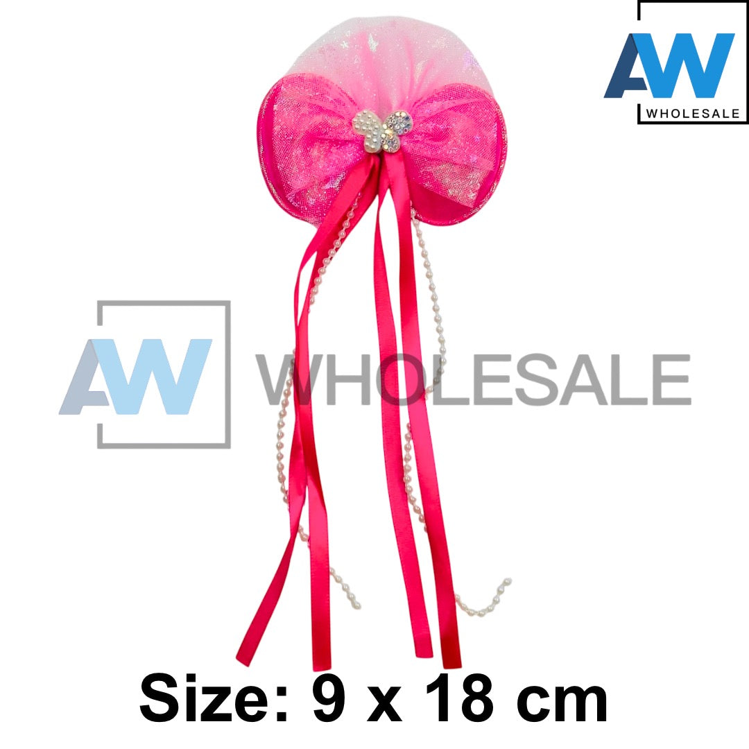 HPN-2432 (12 pcs) Diamond Ribbon with Pearl String