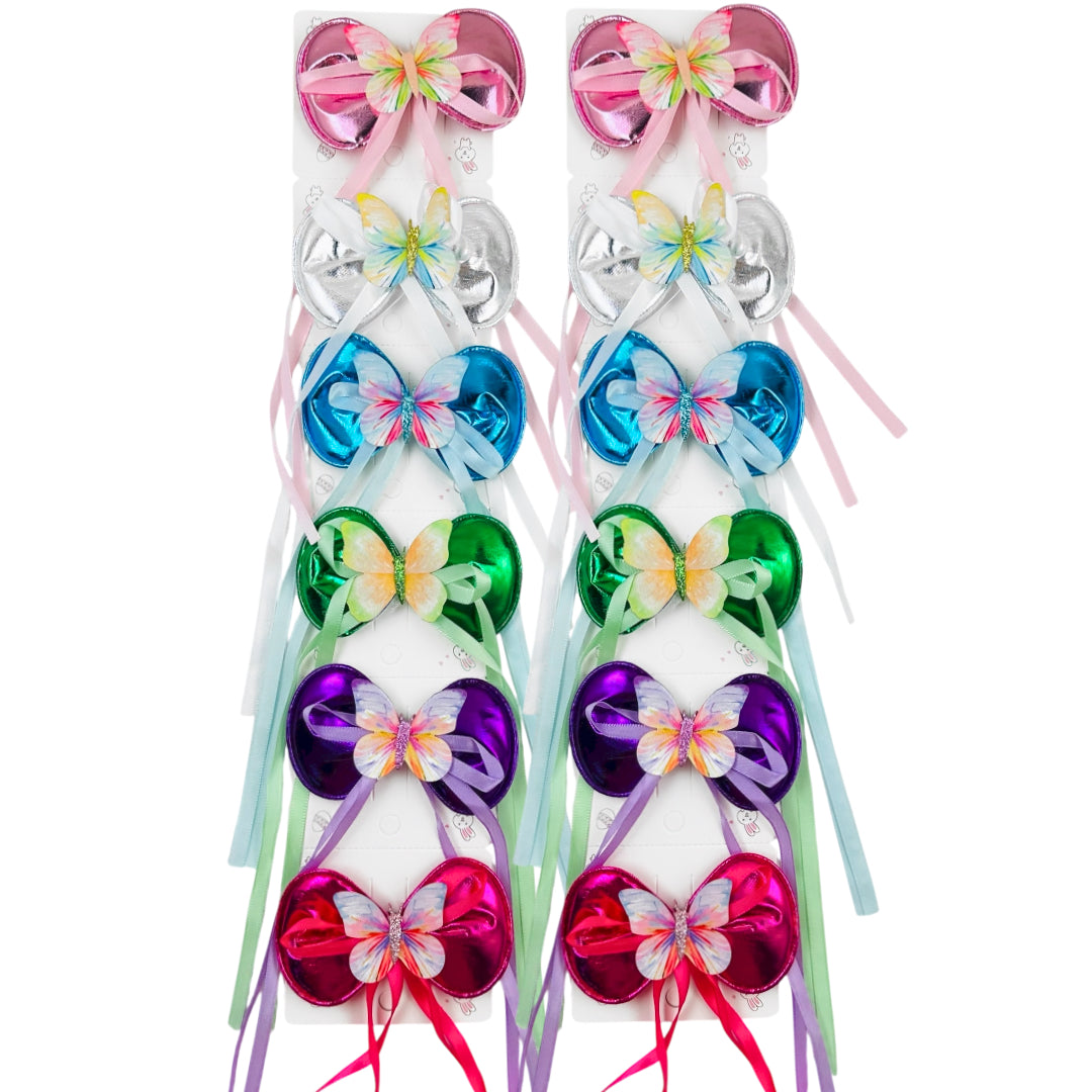 HPN-2433 (12 pcs) Butterfly Ribbon Hair Clips