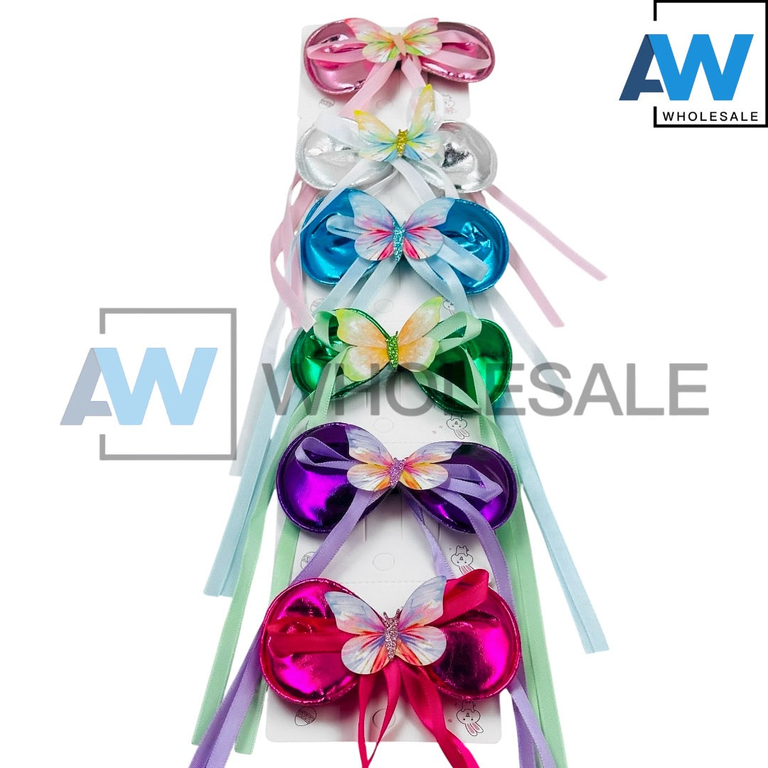 HPN-2433 (12 pcs) Butterfly Ribbon Hair Clips