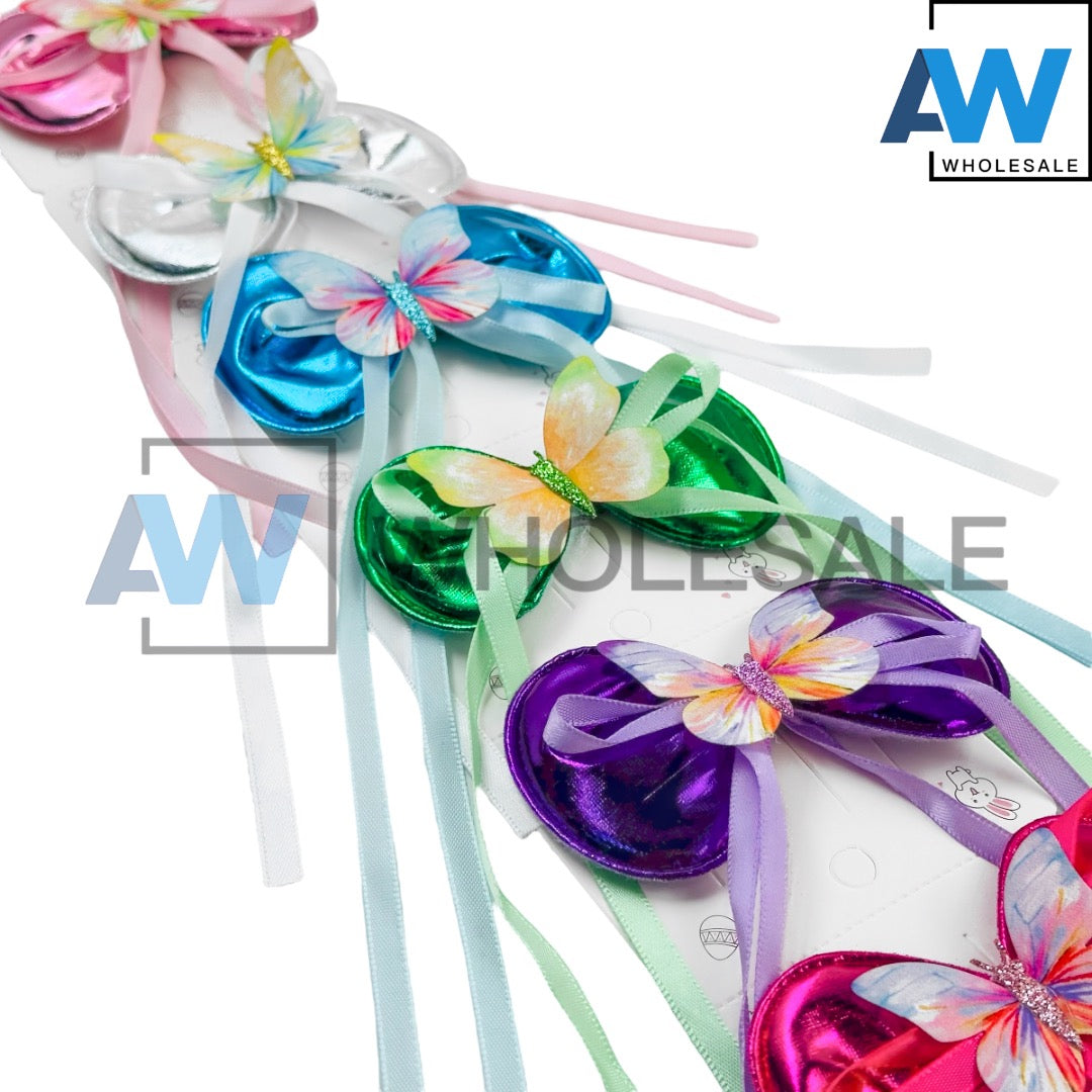 HPN-2433 (12 pcs) Butterfly Ribbon Hair Clips