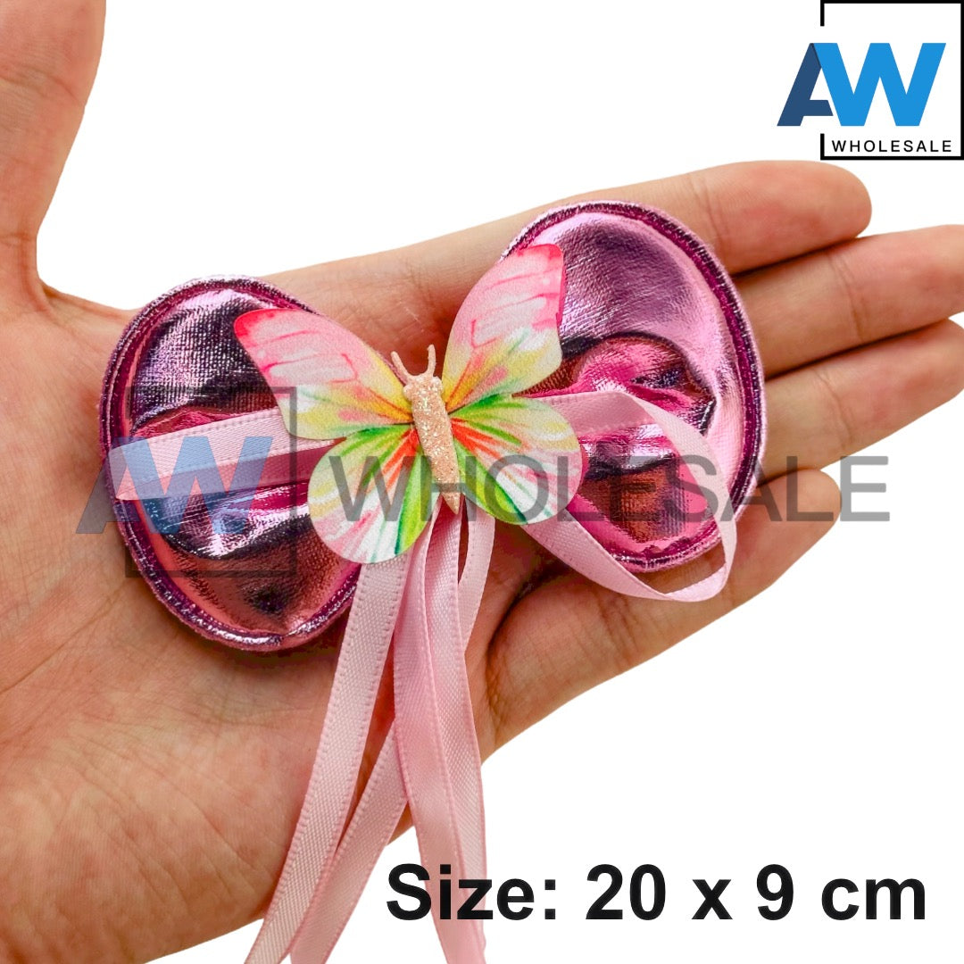 HPN-2433 (12 pcs) Butterfly Ribbon Hair Clips