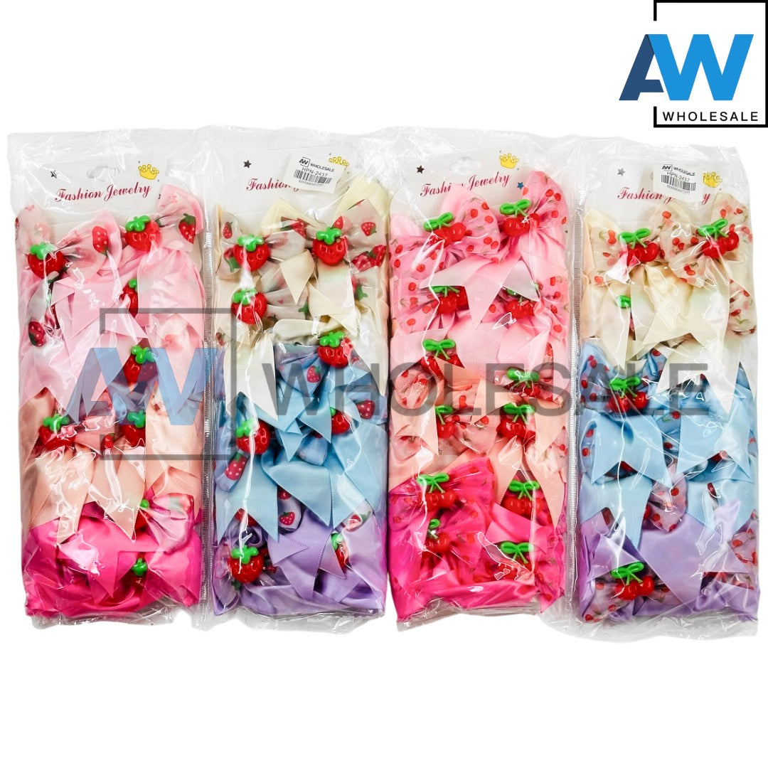 HPN-2437 (12 cards) 2 in 1 Ribbon Hair Clip Set