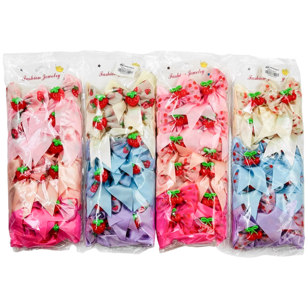 HPN-2437 (12 cards) 2 in 1 Ribbon Hair Clip Set
