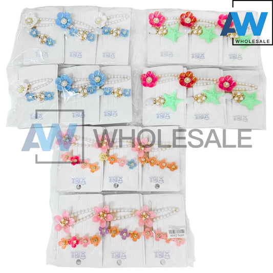 HPN-2444 (12 cards) 2 in 1 Flower Hair Clip Set