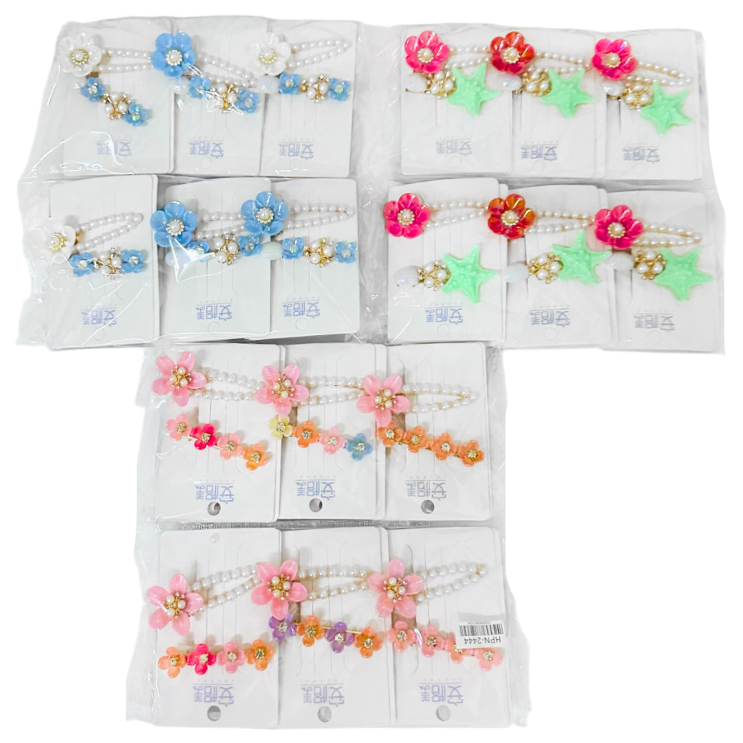 HPN-2444 (12 cards) 2 in 1 Flower Hair Clip Set