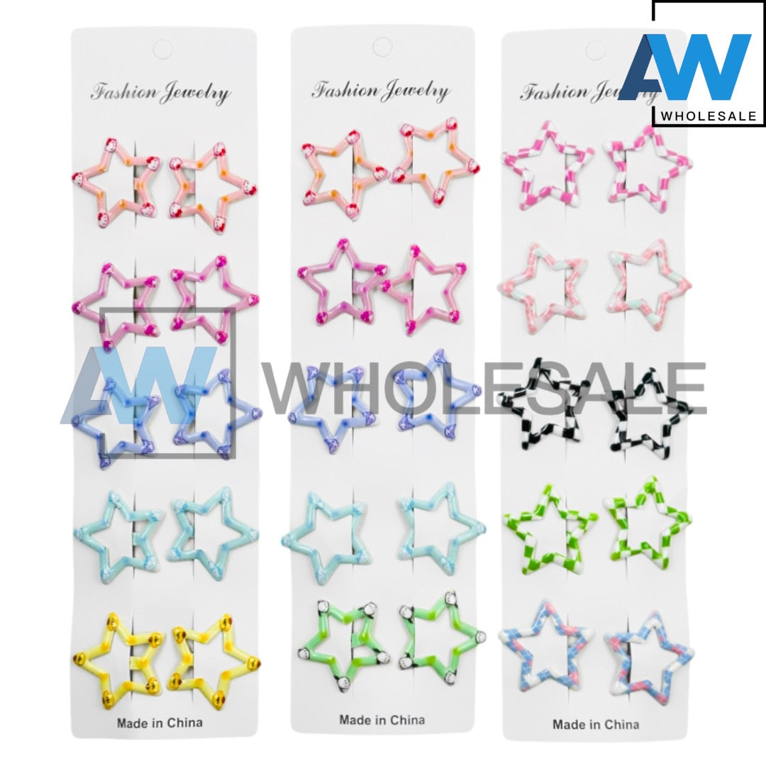 HPN-2445 (10 pcs) UV Printed Star Snap Hair Clip