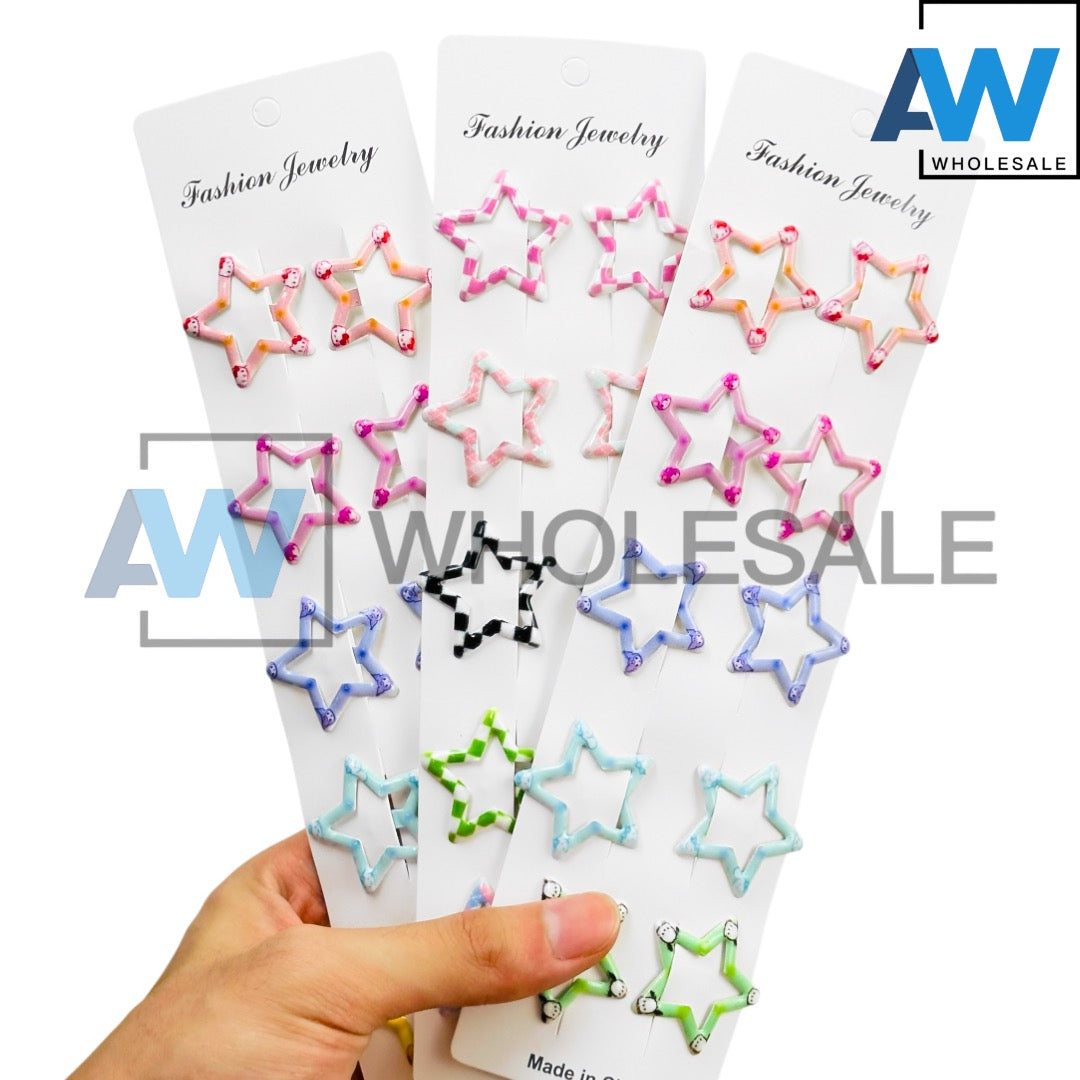 HPN-2445 (10 pcs) UV Printed Star Snap Hair Clip
