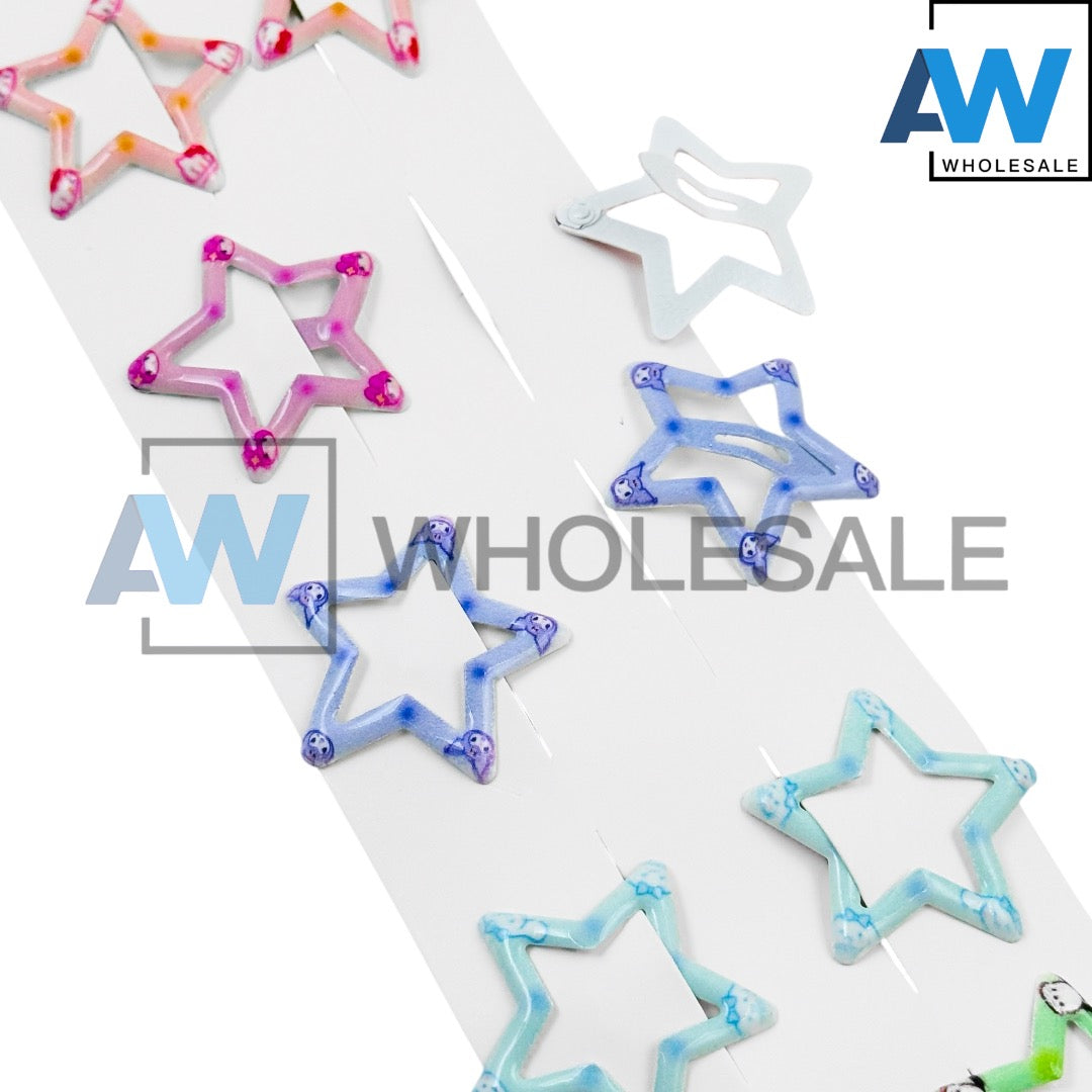 HPN-2445 (10 pcs) UV Printed Star Snap Hair Clip
