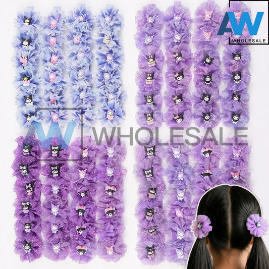 HPN-2446 (12 pairs) 2 in 1 Character Mesh Flower Hair Clips