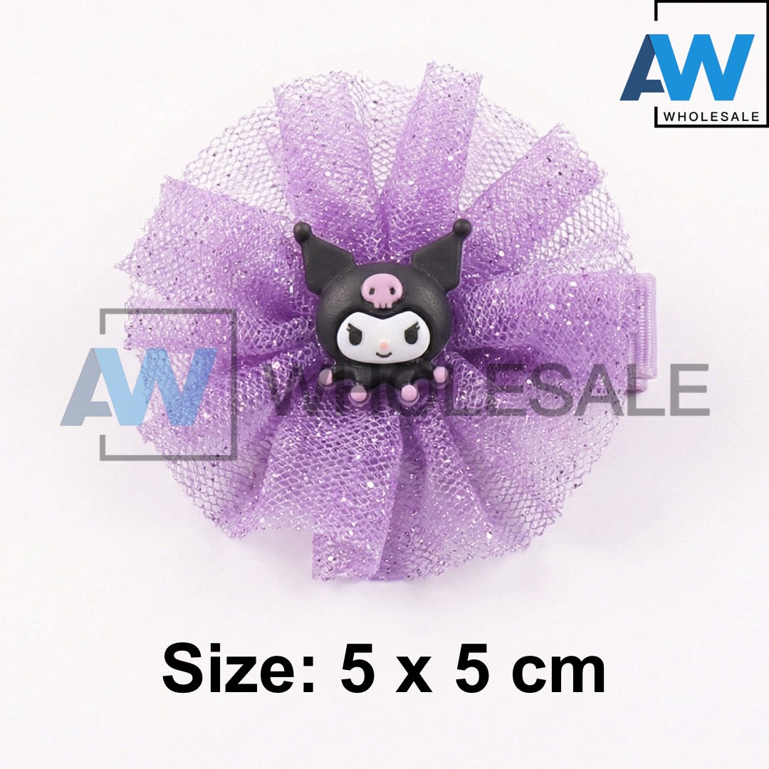 HPN-2446 (12 pairs) 2 in 1 Character Mesh Flower Hair Clips