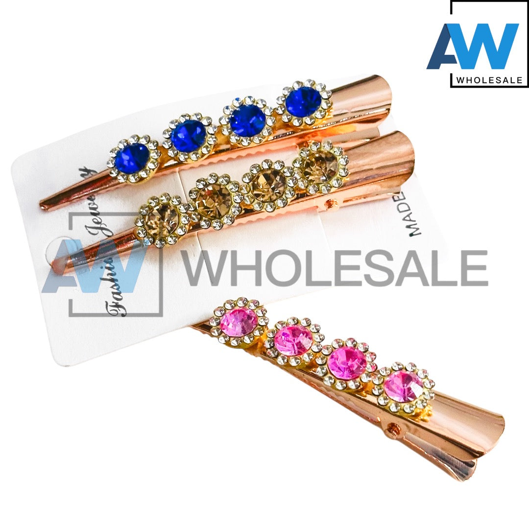 HPN-2462 (12 cards) Gemstone Sectioning Hair Clips