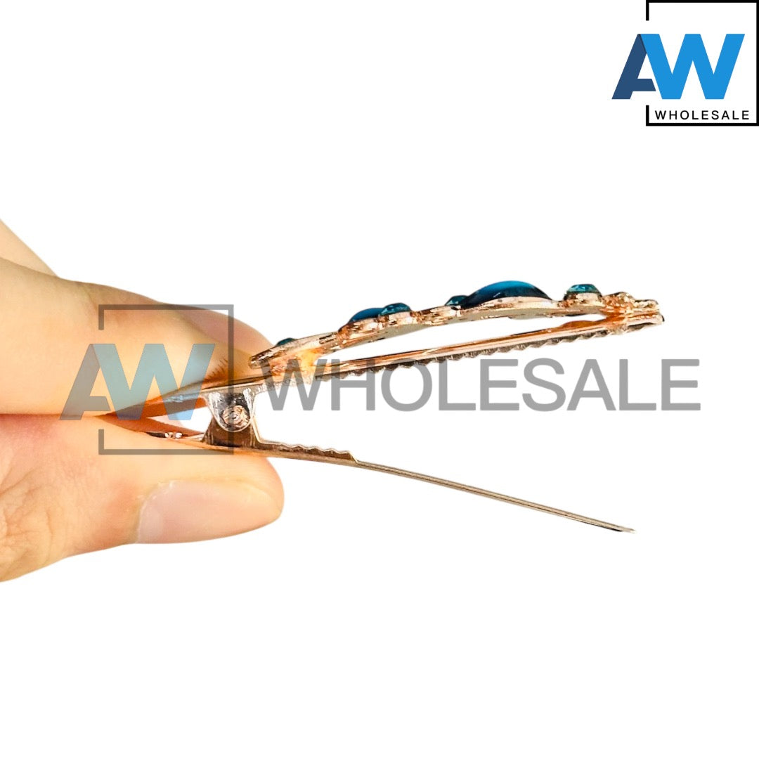 HPN-2463 (12 cards) Gemstone Metal Hair Clips