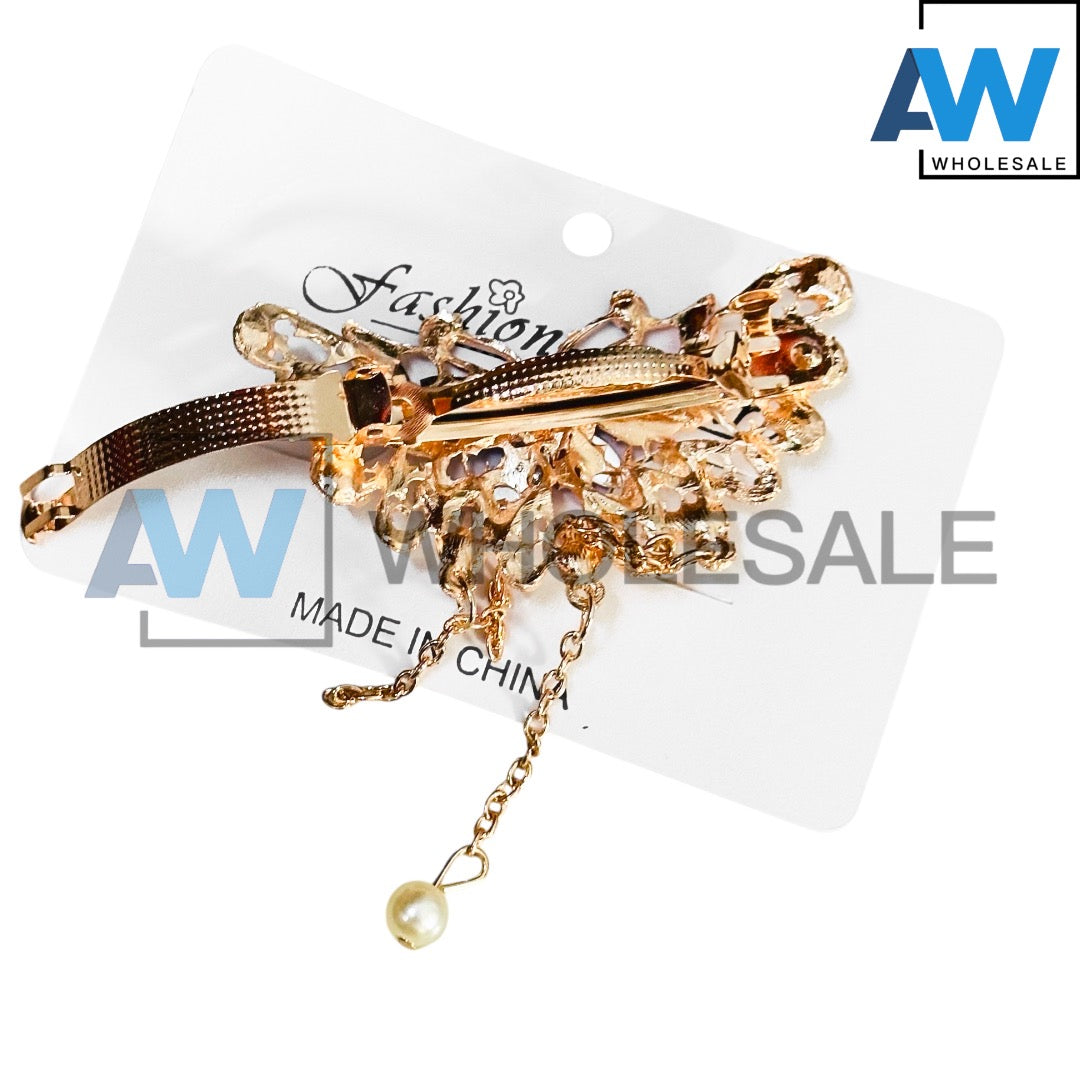 HPN-2466 (12 pcs) Gemstone Metal Hair Clips