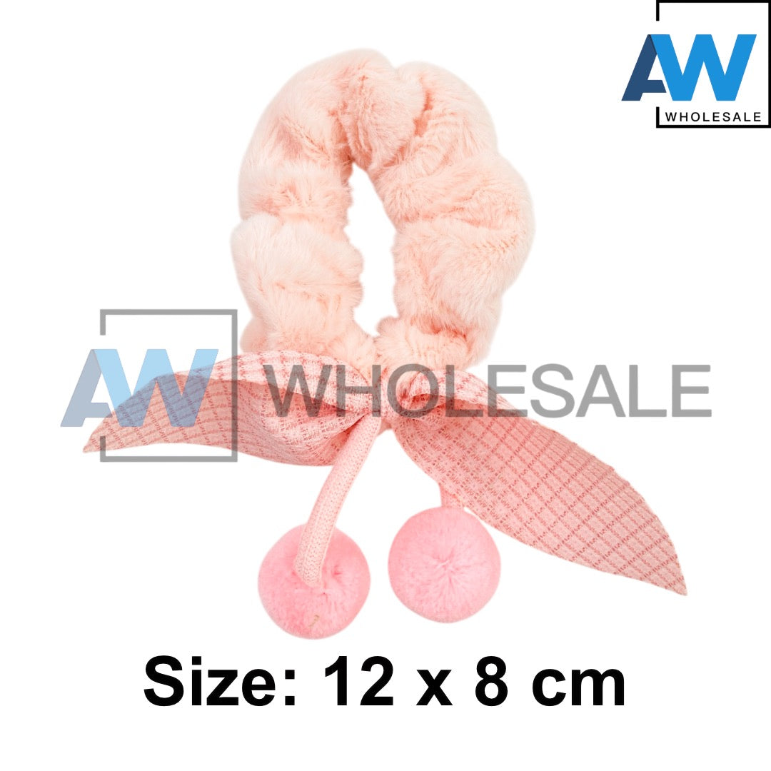 HPN-2470 (10 pcs) Pom Pom Ribbon Scrunchies