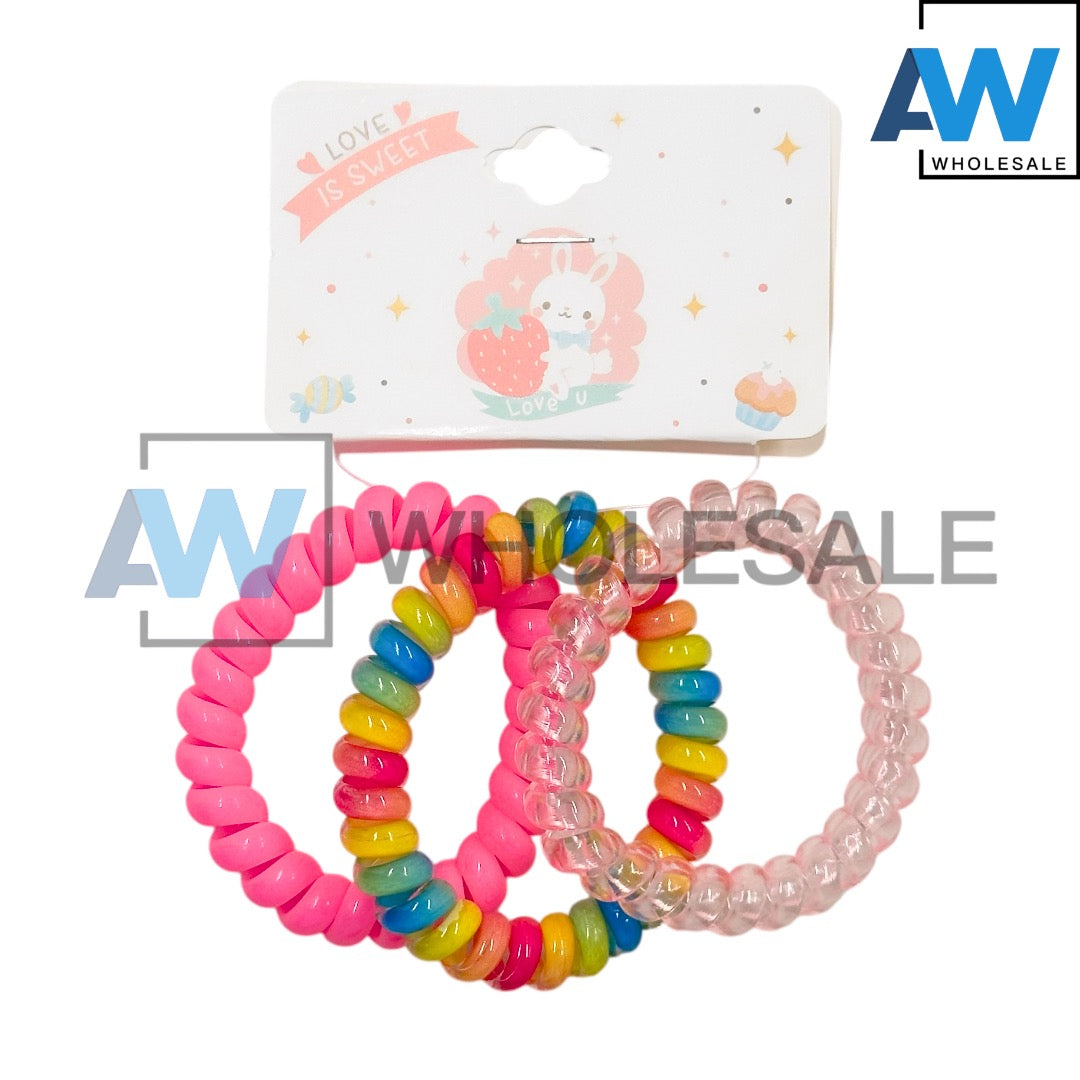 HPN-2473 (12 cards) Assorted 3 in 1 Telephone Wire Hair Ties