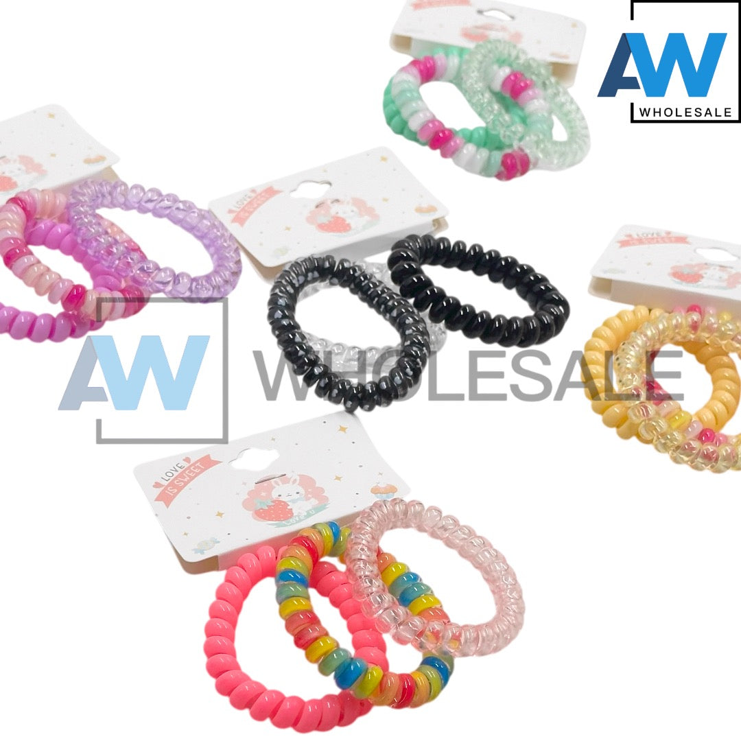 HPN-2473 (12 cards) Assorted 3 in 1 Telephone Wire Hair Ties