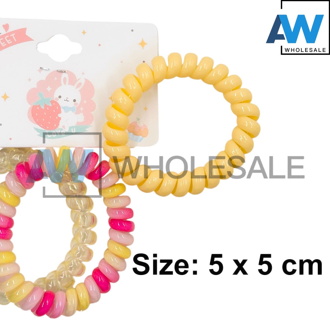 HPN-2473 (12 cards) Assorted 3 in 1 Telephone Wire Hair Ties