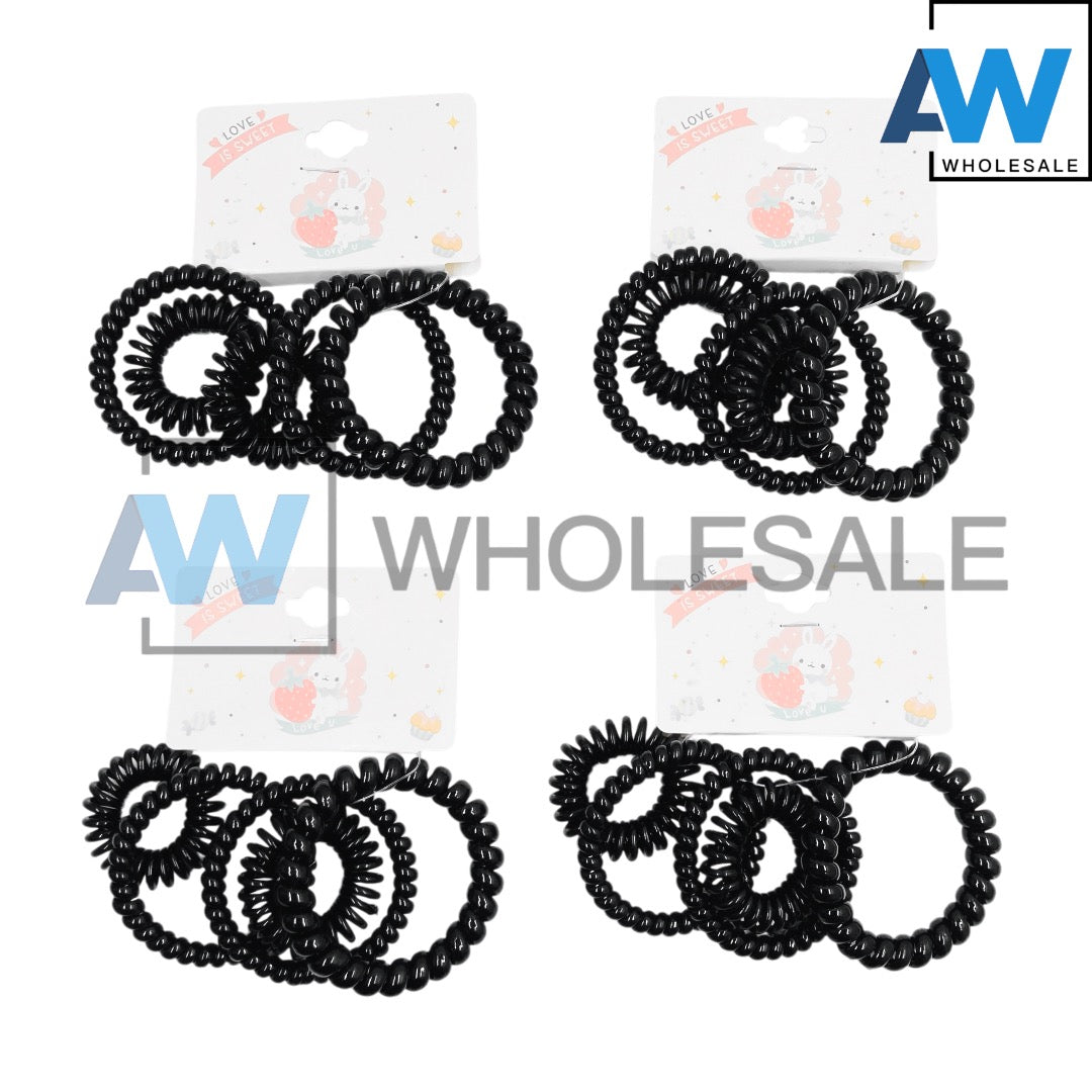 HPN-2474 (12 cards) 5 in 1 Black Hair Tie