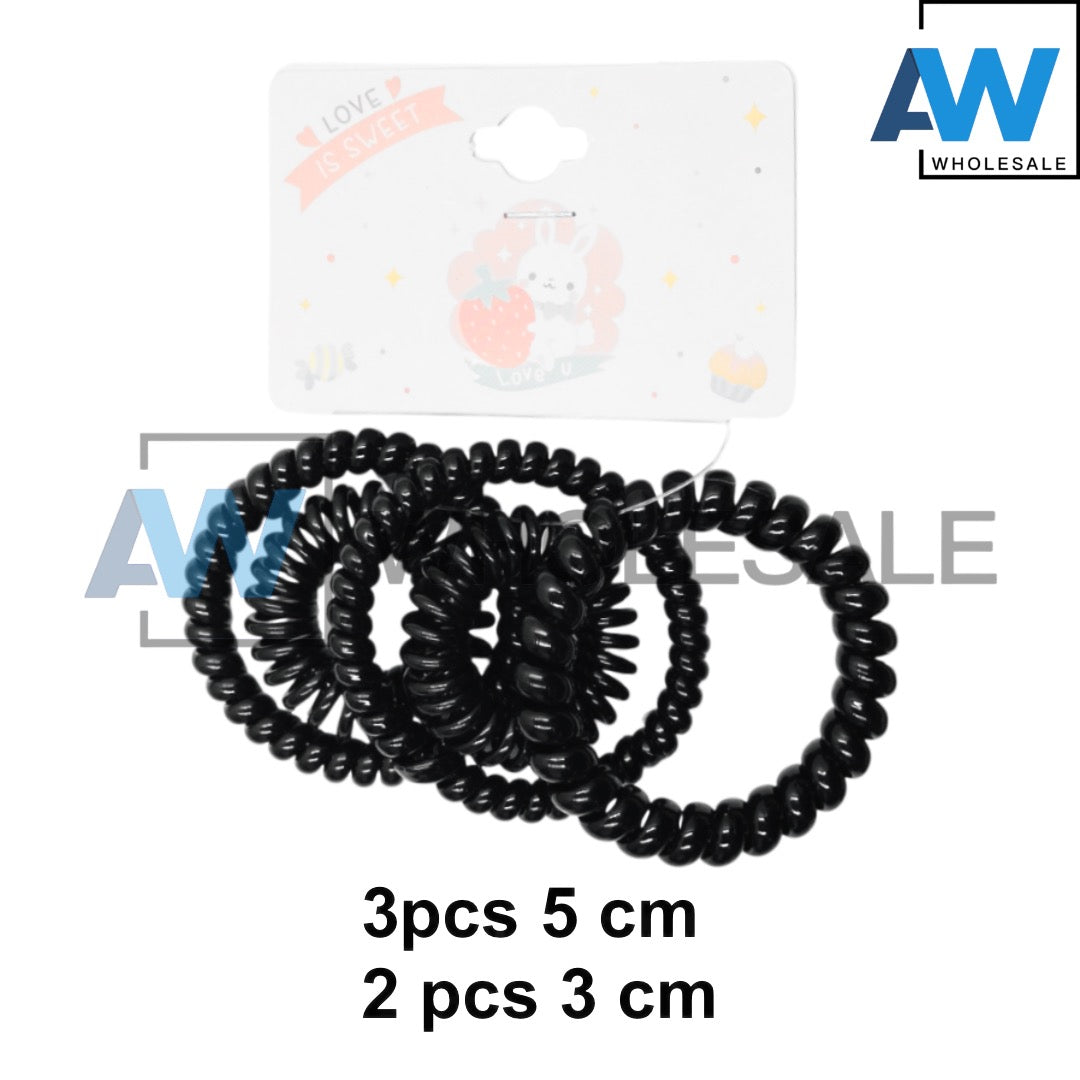 HPN-2474 (12 cards) 5 in 1 Black Hair Tie