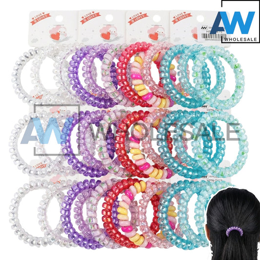 HPN-2475 (12 sets) 3 in 1 Telephone Wire Hair Tie Set