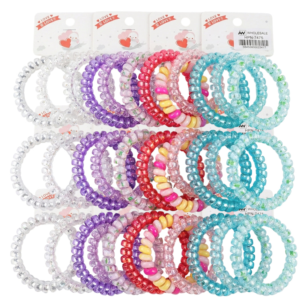 HPN-2475 (12 sets) 3 in 1 Telephone Wire Hair Tie Set