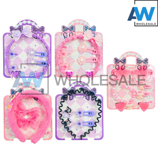 HPN-2478 (1 card) 7 in 1 Headband + Hair Clip Hair Tie Set