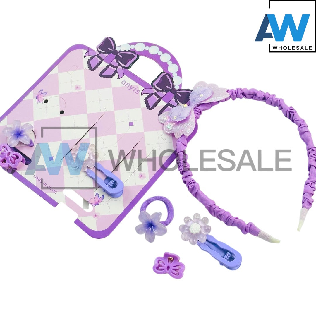 HPN-2478 (1 card) 7 in 1 Headband + Hair Clip Hair Tie Set
