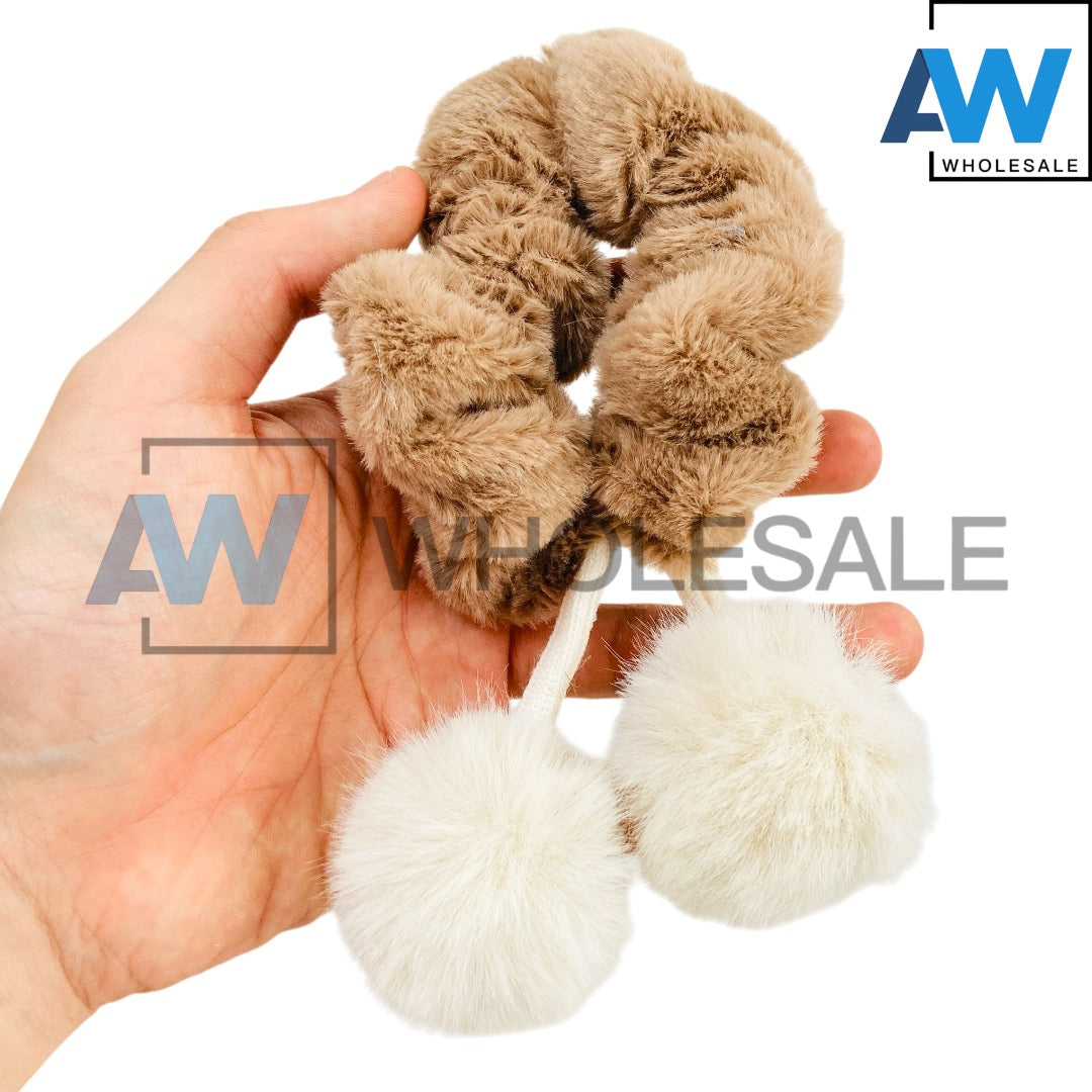 HPN-2486 (10 pcs) Pom Pom Scrunchies