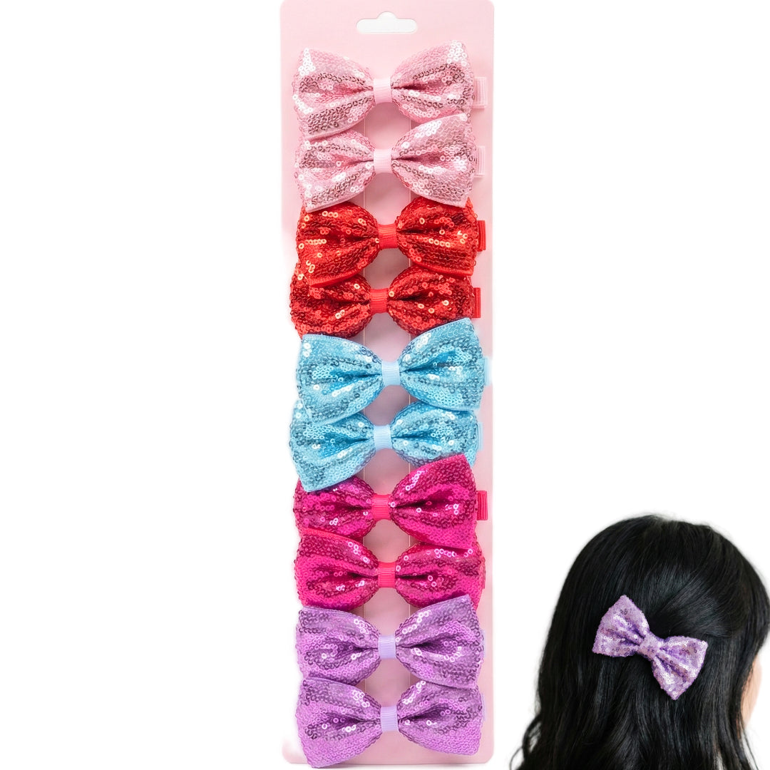 HPN-2494 (10 pcs) Big Sequin Ribbon Hair Clip