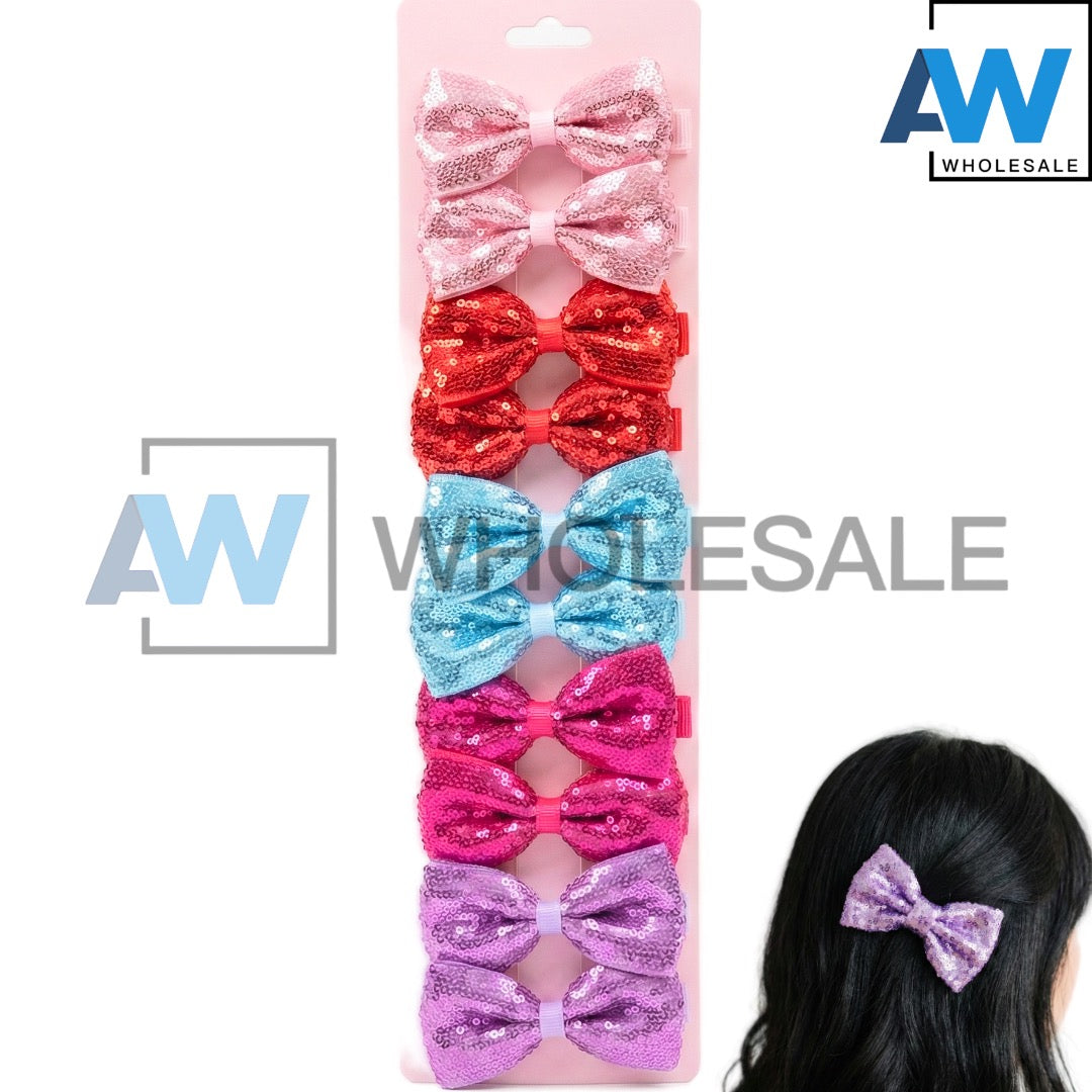 HPN-2494 (10 pcs) Big Sequin Ribbon Hair Clip