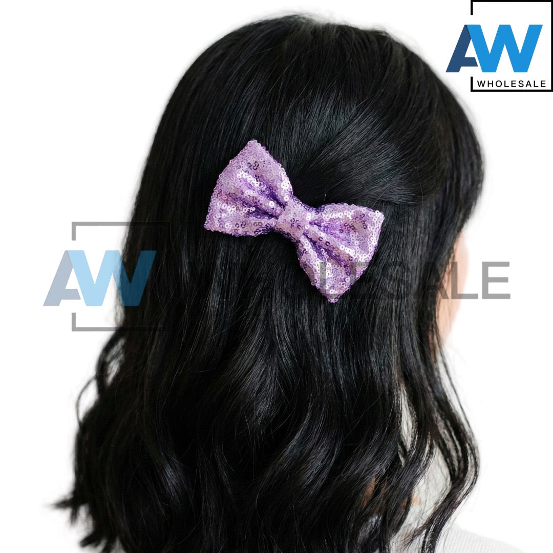 HPN-2494 (10 pcs) Big Sequin Ribbon Hair Clip