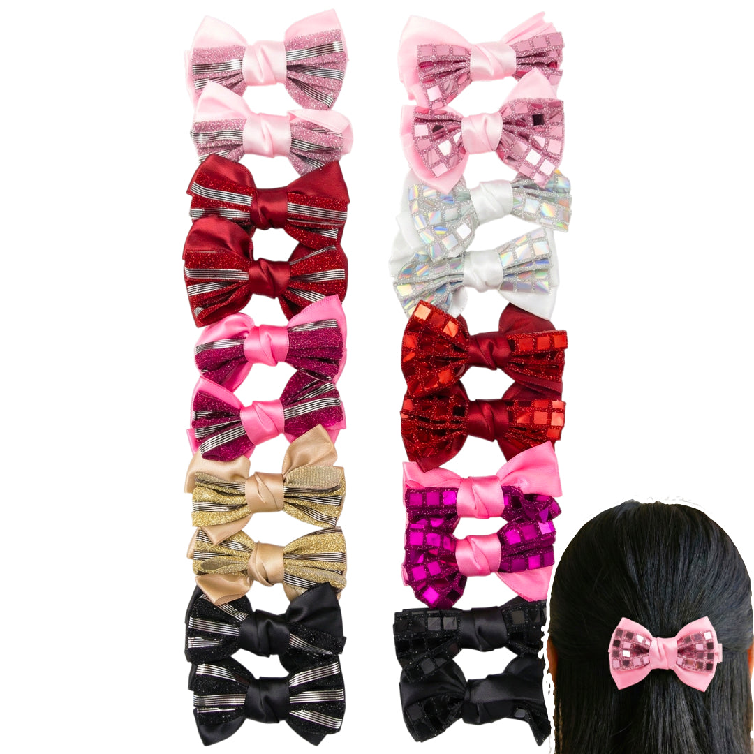 HPN-2495 (10 pcs) Sequin/Stripe Ribbon Hair Clips