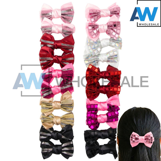 HPN-2495 (10 pcs) Sequin/Stripe Ribbon Hair Clips