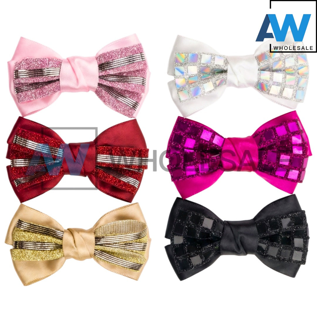 HPN-2495 (10 pcs) Sequin/Stripe Ribbon Hair Clips