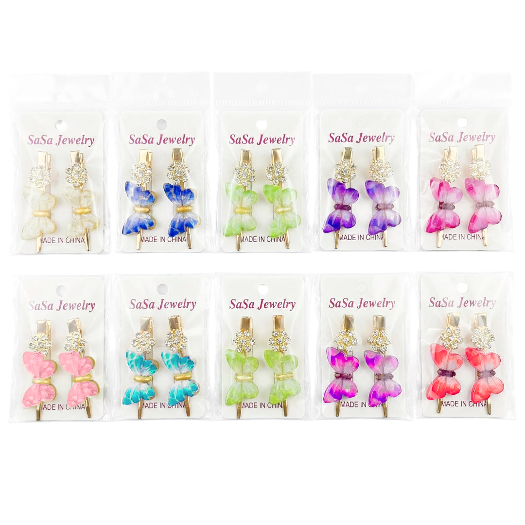HPN-2525 (10 pcs) Butterfly Diamond Hair Clips