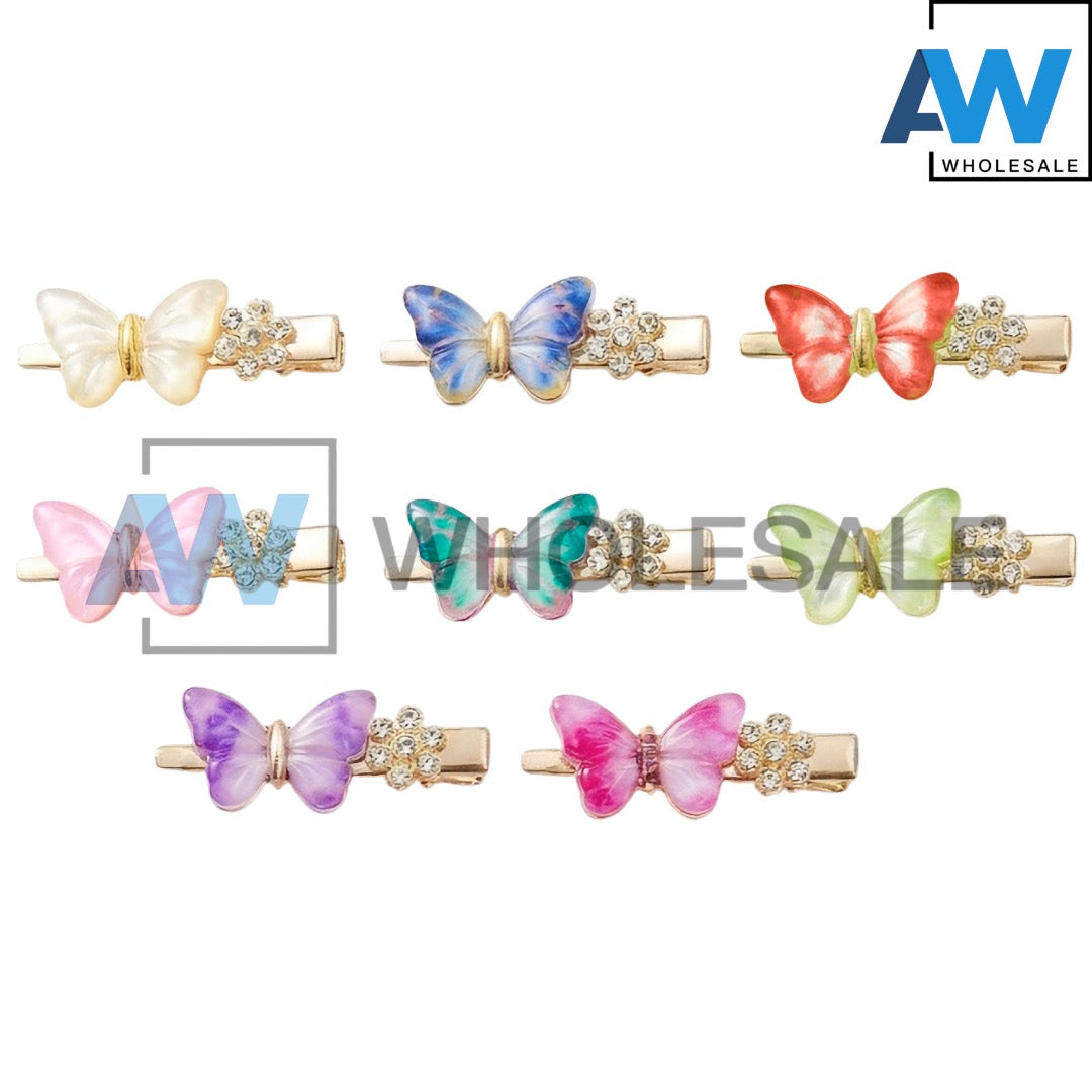 HPN-2525 (10 pcs) Butterfly Diamond Hair Clips