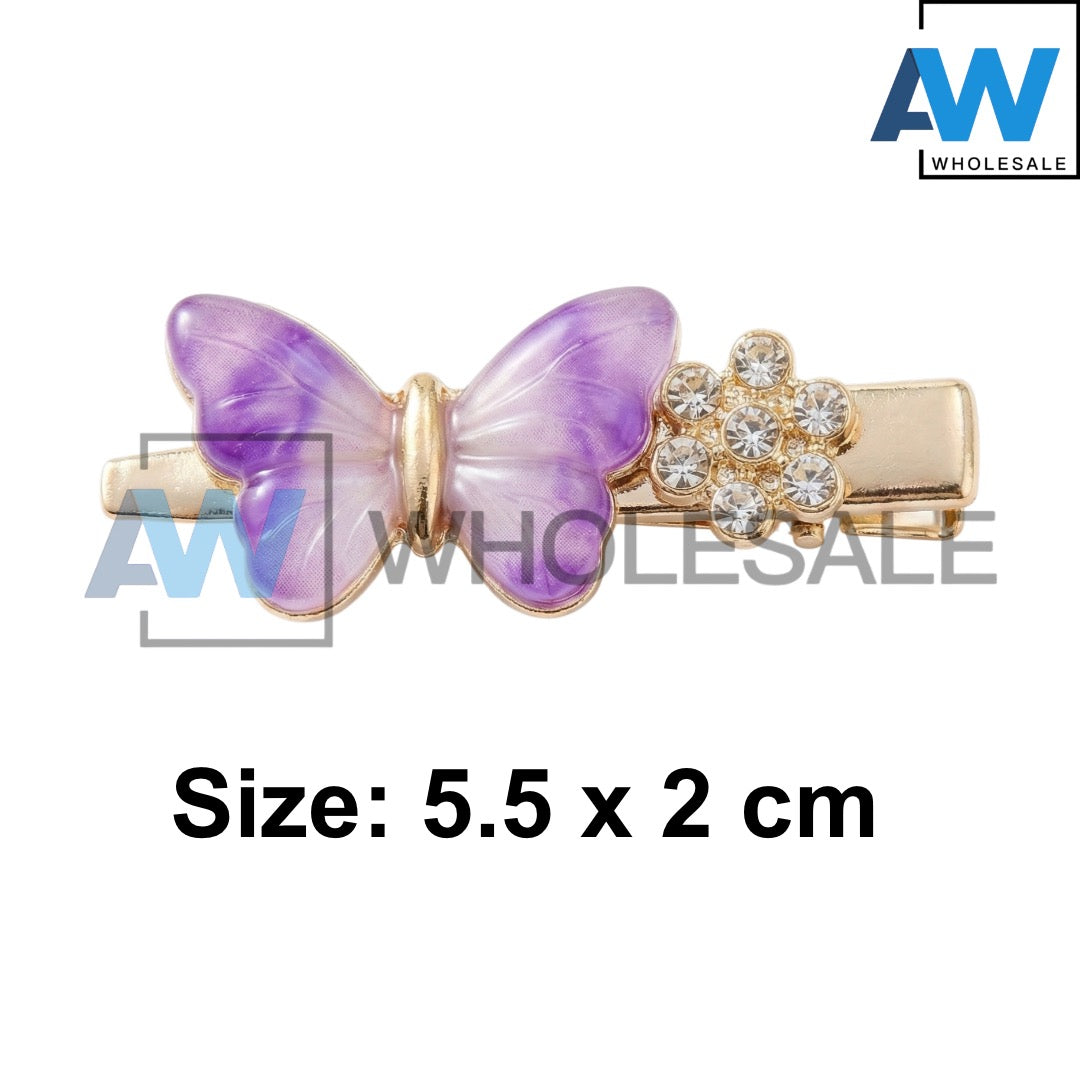 HPN-2525 (10 pcs) Butterfly Diamond Hair Clips