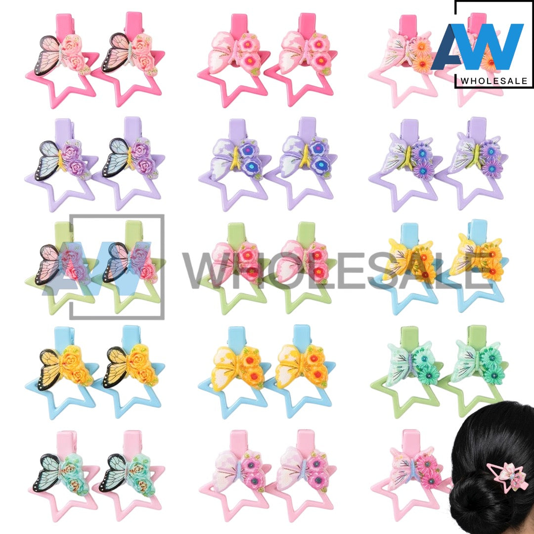 HPN-2526 (10 pcs) Butterfly Star Hair Clips
