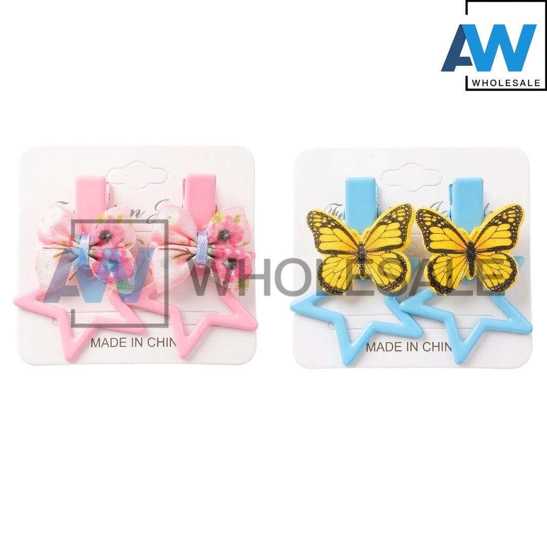HPN-2526 (10 pcs) Butterfly Star Hair Clips