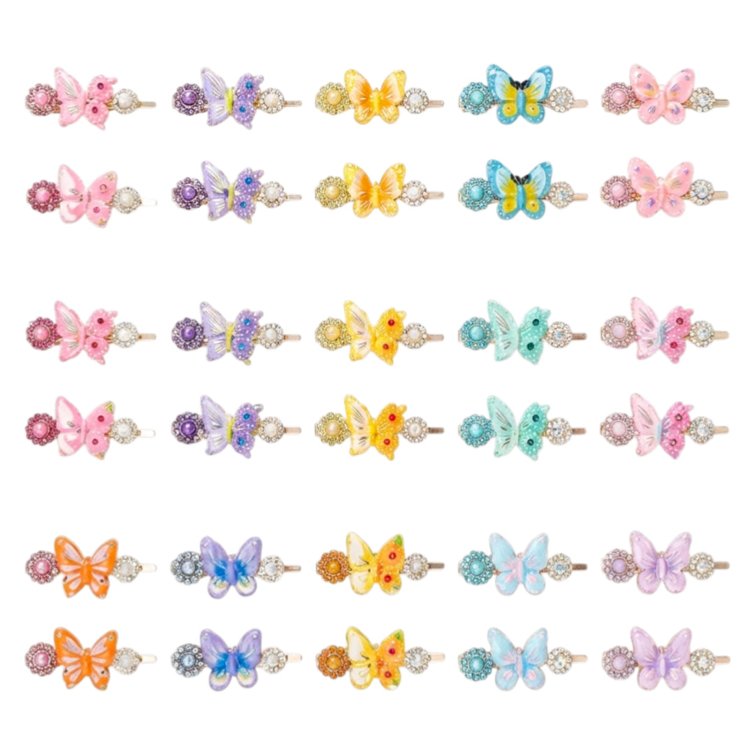 HPN-2527 (10 pcs) Pearl Butterfly Duck Bill Hair Clips