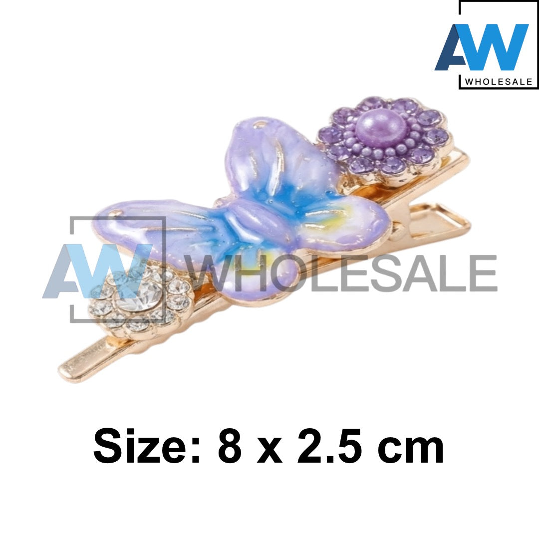 HPN-2527 (10 pcs) Pearl Butterfly Duck Bill Hair Clips