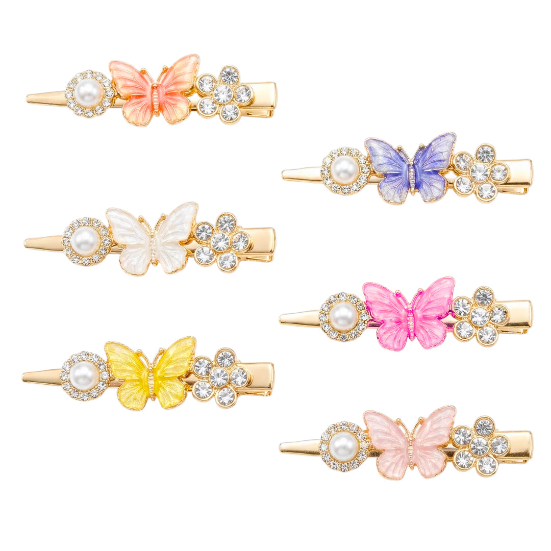 HPN-2533 (10 pcs) Gemstone Butterfly Sectioning Hair Clips