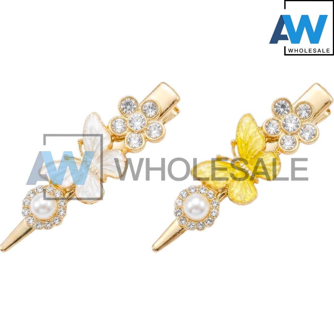 HPN-2533 (10 pcs) Gemstone Butterfly Sectioning Hair Clips