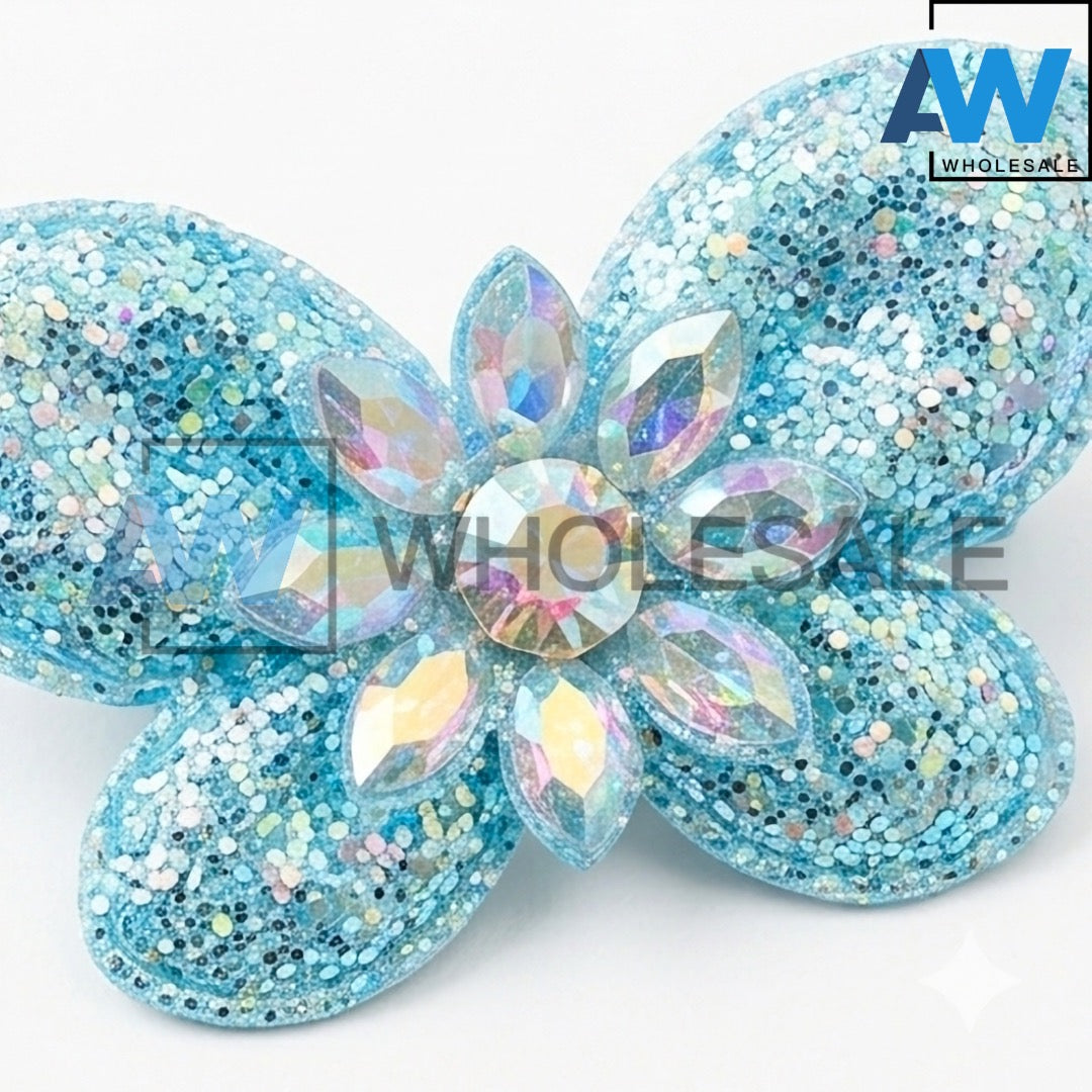 HPN-2539 (10 pcs) Gemstone Glitter Butterfly Hair Clip