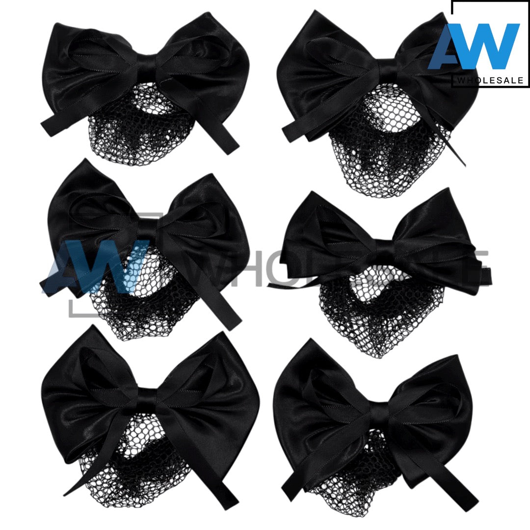 HPN-2558 (12 pcs) Satin Ribbon Hair Net Barette Clip