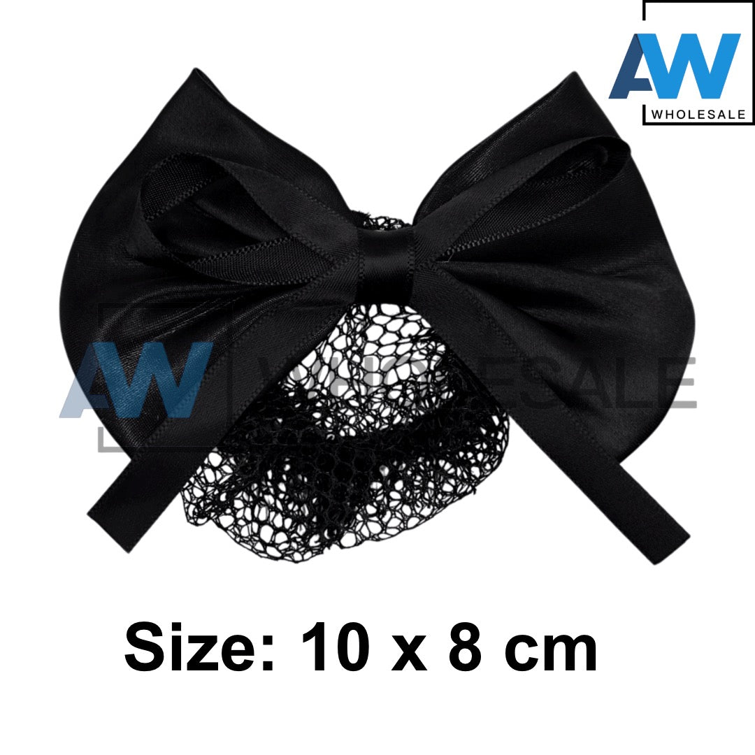 HPN-2558 (12 pcs) Satin Ribbon Hair Net Barette Clip